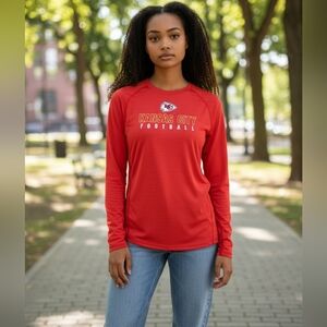 Kansas City Chiefs Football Majestic Threads Tri Blend Long Sleeve T Shirt NFL